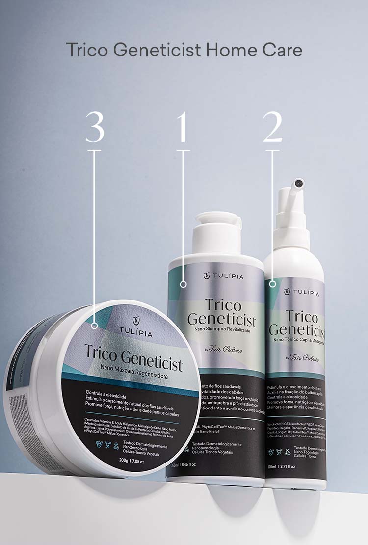 Fotografia com produtos Trico Geneticist Home Care